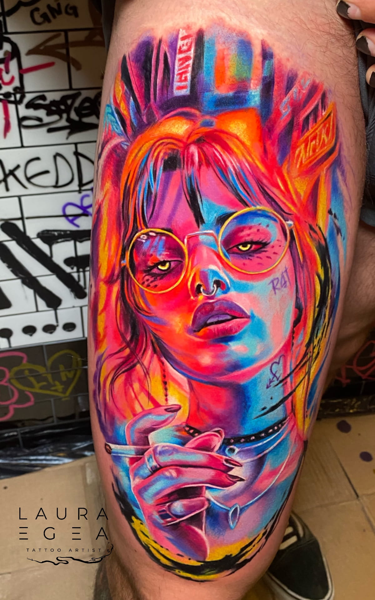 Fantasy illustrative tattoo by Laura Egea – combining realism with imaginative design and refined color work