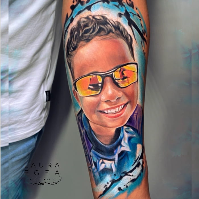 Realistic Color Tattoo of a Family Portrait