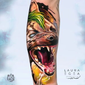 Realistic animal portrait by international tattoo artist Laura Egea based in Dallas USA