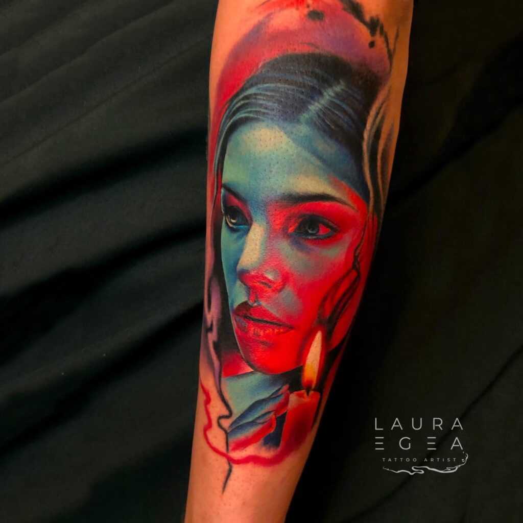 Realism color tattoo by laura Egea based in Dallas, Texas
