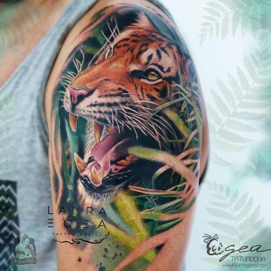 Realistic tiger tattoo by Laura Egea Dallas Texas
