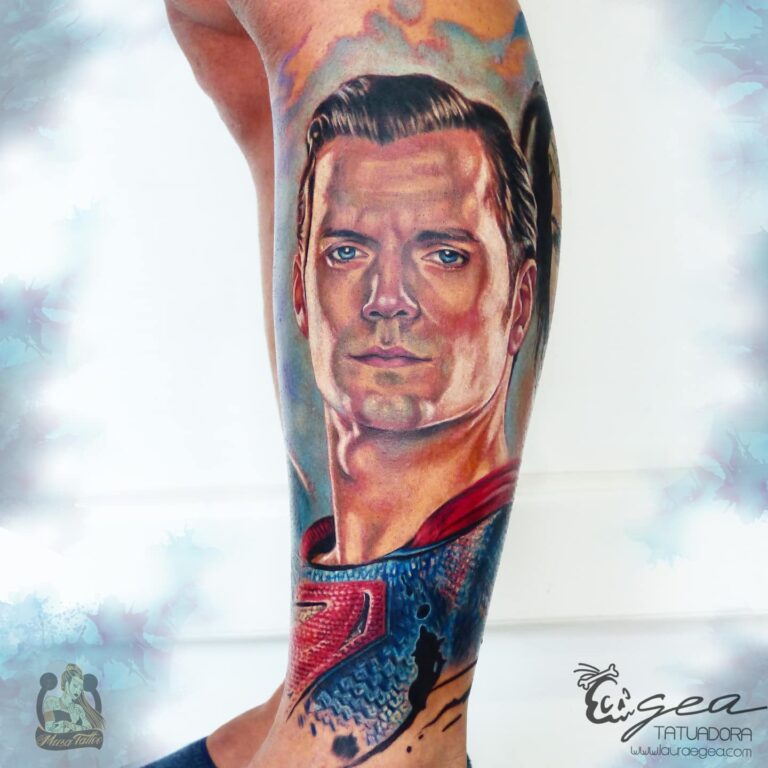 Superhero portrait tattoo inspired by iconic comic character by Laura Egea Texas