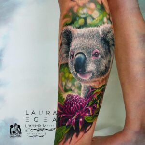 realistic Animal portrait tattoo by award-winning international tattoo artist Laura Egea based in Dallas Texas